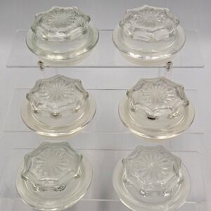 Vtg 6 Set Anchor Hocking Apothecary Air Tight Jar Canister Lids Starburst 2.75"